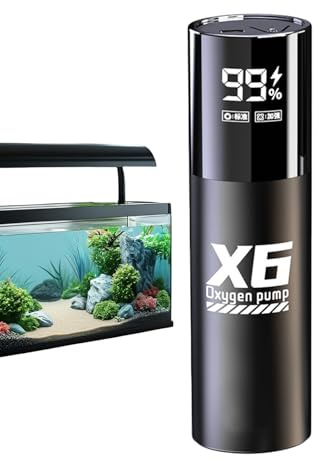Bomba De Aire para Acuario,Bomba De Aire Recargable Impermeable para Acuario | Difusor de Oxígeno Silencioso con Piedras Porosas Impermeable para Peceras en Exteriores Pesca y Picnic