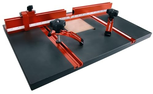 O'SKOOL Drill Press Table with Adjustable Aluminum Fence, Flip Stop, and Replaceable Insert – Fits 12-Inch and Larger Drill Presses – 23-5/8 x 15 x 1 MDF Work Surface, DAB022