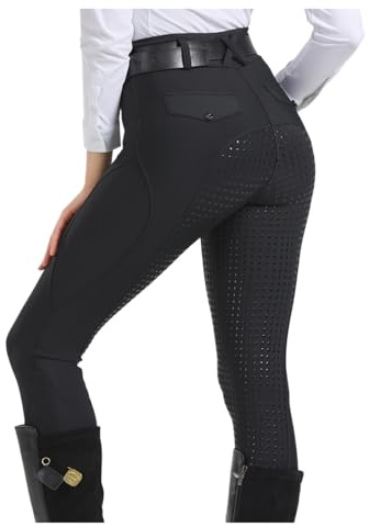 WLIHDB Pantalones De Montar Pantalones de equitación Silicona Antideslizantes, Secado rápido y Ajustados, for exámenes ecuestres para Hombres Y Mujeres(Black,M)