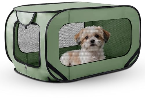 Caja de transporte plegable para perros, 94 x 53 x 53 cm, plegable, para gatos y perros de hasta 25 kg, para viajes y hogar, color verde