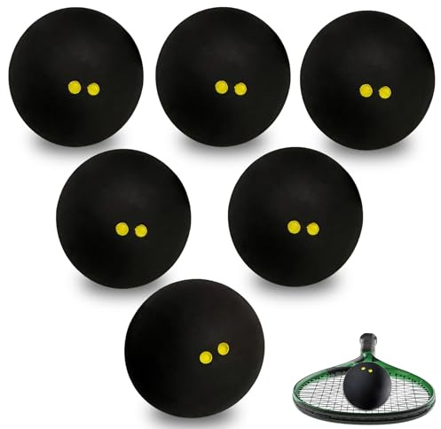Manyugo 6PCS Squash Balls 38-40mm Squash Balls Double Yellow Dot Competition Physical Exercise Squash Ball for Beginners and Training