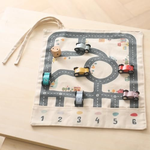 Jessruly 5Tayo The Little Bus Play Set – interaktiv vägkarta matta med träbilar, trafiktema låtsaslek och pedagogiskt lärande leksak