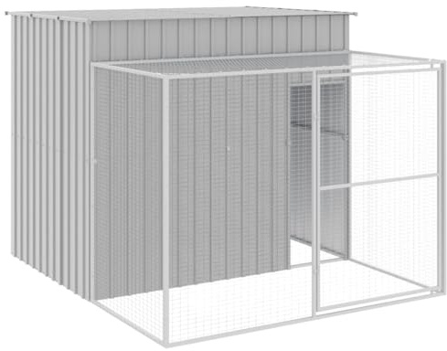 Emmtore Caseta Perros Corral Acero galvanizado Gris Claro 214x253x181cm