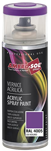 AMBRO-SOL - Pintura acrílica en spray, color Lila, RAL 4005, resultado profesional en múltiples superficies, exteriores e interiores, 400 ml