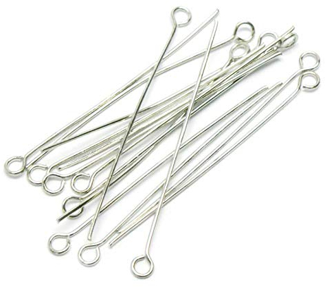 Perlin 250 Kettelstifte Nietstifte Mit Öse 50mm x 0,7mm Versilbert Ösenstifte Kopfstifte Perlenstifte Silber Prismenstifte Stift M321