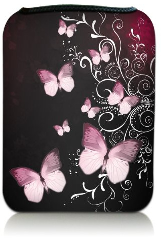 word ek Universal eBook & Tablet designerväska av neopren på 18 cm - olika designer och motiv Butterflys Black Red