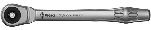 Wera 05004003001 8003 A Zyklop Metal-Knarre mit Durchsteckvierkant mit 1/4Zoll-Antrieb, 1/4 Zoll x 141.0 mm