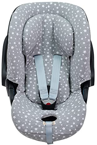 JYOKO KIDS Bezug für Autositz kompatibel mit Cybex Aton Cloud- Q-M-2-4-5, aus Baumwolle (Cloud Q-M, White Star)