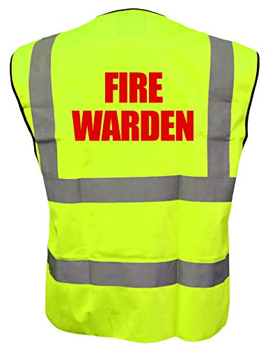 Fire Warden Yellow High Visibility Hi Vis Viz Vest Safety Waistcoat, Printed By Brook Hi Vis