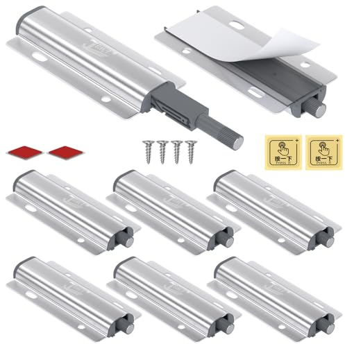 Push to Open Aimant Porte Placard Jiayi Lot de 8 Aluminium Loquet Magnetique Porte Fermeture Push Open Amortisseur pour Armoire Fermeture Systeme Tiroir