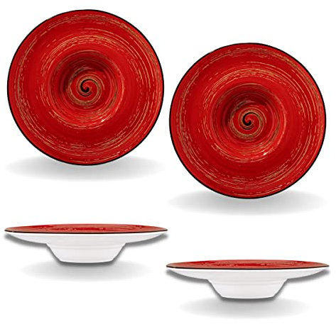 Wilmax - Assiettes creuses SPIRAL - 2 pièces - Élégantes - Modernes - Durables - Porcelaine émaillée - Résistantes aux rayures - Lavables au lave-vaisselle - Pour soupes, salades - Diamètre : 24 cm