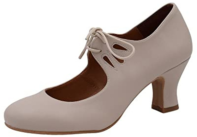 PASARELA - Zapatos de Baile Flamenco Napa Soft con Cordones para Mujer Sintético