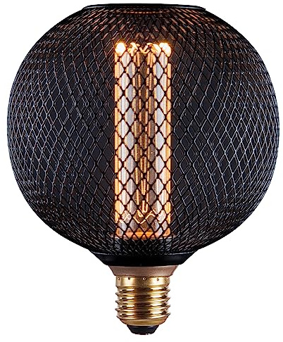 HARPER LIVING LED E27 Bulb, Black Metal Cage, Dimmable (Globe)