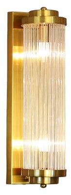 NICRX Aplique de pared de cristal dorado y latón de 400 mm, lámpara de pared con base dorada y cristal claro, luz de montaje en pared (Latón Oro)