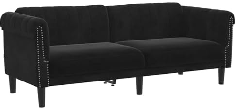 vidaXL Sofá de 3 Plazas, Asiento de Relax con Respaldo Reposabrazos, Sillón Tapizado de Televisión, Mueble para Salón, Terciopelo Negro