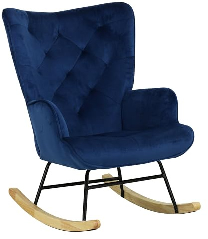 Totò Piccinni Poltrona Poltroncina a DONDOLO in Velluto di Design (Poltrona, Velluto Blu)