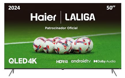 Haier QLED 4K UHD H50K705UG, 50, Smart TV, Android 11, Dolby Audio, HDR 10, Control Remoto Inteligente, Google Assistant, Bluetooth 5.1, DBX TV, HDMI 2.1 x 4, Sin Marcos, 2024