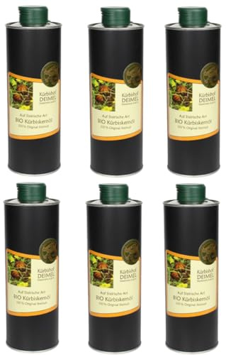 Kürbishof DEIMEL Steiermark/Austria - Ekonomipaket: 6 x 500 ml burk - Original styriansk ekologisk pumpafröolja med skyddad geografisk beteckning - Direkt från producenten - Tilldelas årligen