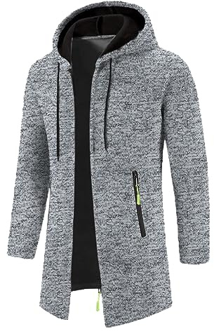 RUMAOZIA Cárdigan largo para hombre, chaqueta tradicional tradicional, chaqueta con capucha, cómoda para invierno, otoño, sudadera con capucha y cremallera, abrigo de invierno, chaqueta de forro