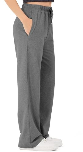 ROSS CAMP Pantalon de Jogging pour Femmes - Pantalon de Sport en Coton Long, Pantalons de Jogging Confortables Course, Sweatpants Jambe Large avec Ceinture élastique Pantalon de Yoga (Anthracite S)