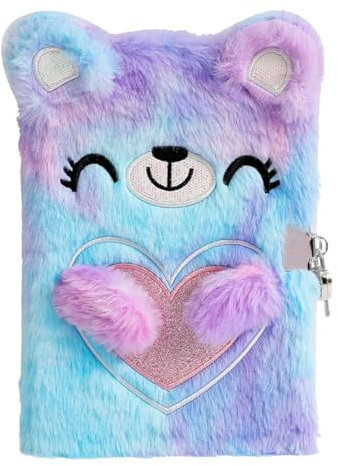 Bangbobi Plüsch-Tagebuch Mädchen mit Schloss - A5, 160 Seiten, Kinder Notizbuch mit Schloss, Bär Plüsch Tagebuch für Mädchen zum Schreiben und Zeichnen