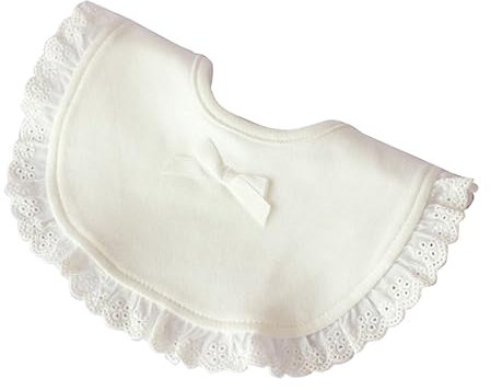 TOYANDONA Lace Baby Bib Waterproof Cotton Drool Bib for Infants 1-pack for Feeding White Color for Newborns and Toddlers