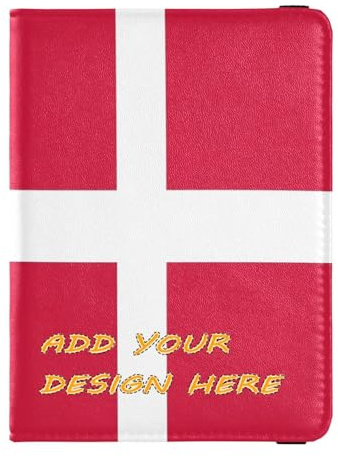 Custodia in pelle personalizzata per passaporto con bandiera della Danimarca Combo copertura per passaporto con blocco RFID Ultra Slim, bandiera della Danimarca, Bandiera Danimarca