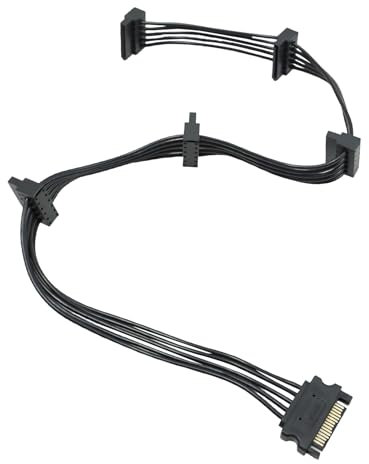 15 Pin SATA Power Splitter Cable 1 to 5, 20 Inch Sata Power Cable SATA Power Adapter with 18AWG Tinned Copper for HDD SSD Optical Drives and Multi-Drive Setups SAC1-5