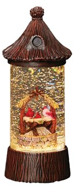 Roman, 11 H Lighted Swirl Cardinal Holy Family Birdhouse Confetti Lites, Religious Christmas Decoration, Tabletop Holiday Home Decor