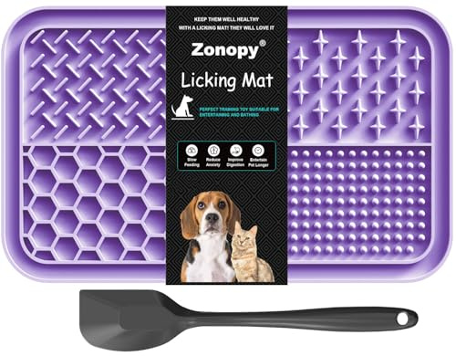 Zonopy Licking Mat for Dogs & Cats with Suction Cups, 1 Pack Dog Slow Feeder Lick Pat for Anxiety Relief, Dog Toys Feeding Mat for Butter Yogurt Peanut, Pets Bathing Training Grooming Mat