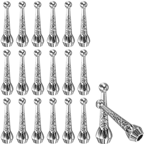 PATIKIL Punte Per Bolo Tie, 20Pz 3.3 Cm Di Lunghezza Punte In Lega Per Bolo Tie Sostituzione Terminali Per Cordini Diametro 4Mm Per DIY Decorazione Abiti, Argento Scuro