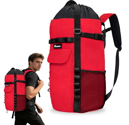 Keepark Rock Climbing Rope Storage Bag - Large Capacity Tree Rope Storage Backpack, Waterproof Oxford Outdoor Climbing Rope Bag With Adjustable Shoulder Straps - Red