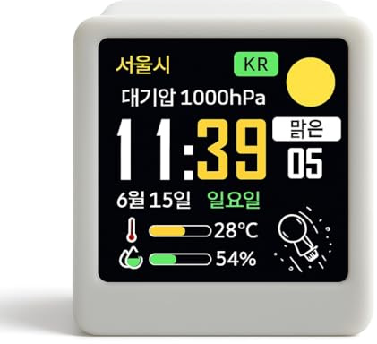 Bosiyrggrl Display Desktop della Stazione Meteorologica Intelligente Coreana con WiFi, Temperatura, umidità, Tempo, Allarme, Orologio e Funzionalità di Decorazione B