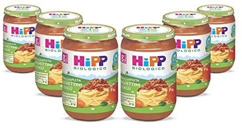 HiPP - Pappa Pronta Completa Bio, Spaghettini Al Ragù, 6 Confezioni, 220 Grammo