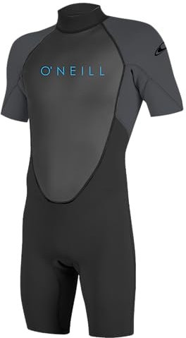 O'Neill Youth Reactor-2 2mm Back Zip Short Sleeve Spring Wetsuit, Lightweight Warmth and Flexibility for All Water Activities, Black/Graphite, 12
