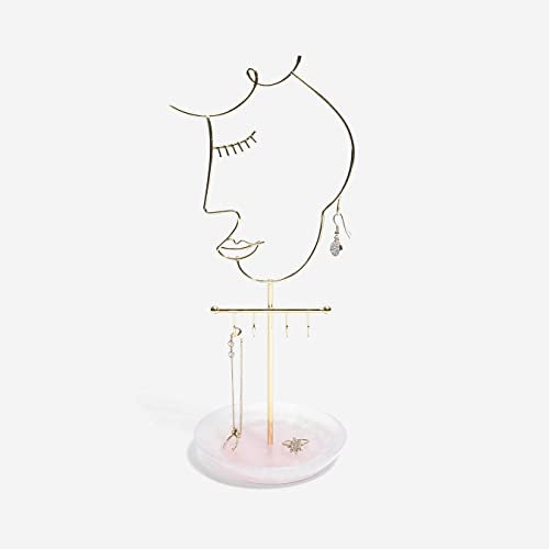 Stackers Porte-Bijoux Visage avec 5 Crochet en Quartz Rose