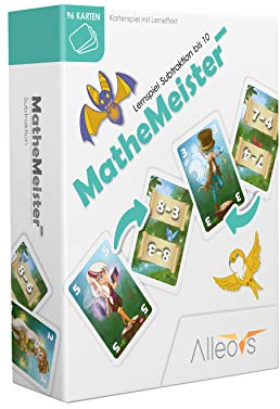 ALLEOVS® Mathemeister Minus- Mathe Lernspiel für Subtraktion Minusrechnen Lernen – Grundschule Minus Kopfrechnen Rechenspiel Mathespiel für Kinder ab 6 Jahren (2-4 Spieler)