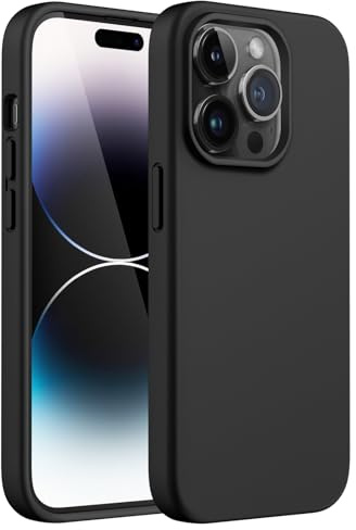 JETech Coque Silicone pour iPhone 14 Pro Max 6,7 Pouces, Protection Complète du Corps au Toucher Soyeux, Étui Housse Anti-Chocs Doublure Douce en Tissu Microfibre (Noir)