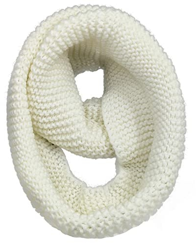 AUSUAYA Écharpe Infinity pour femmes, écharpe en laine tricotée épaisse et volumineuse à boucle pour le cou, pour femme, pour l'hiver, temps froid GB-W-S-J1, blanc, taille unique