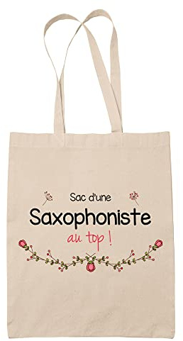 Planetee Tote Bag Saxophoniste au Top | Idée Cadeau Collègue Travail Retraite Sac Cabas Réutilisable
