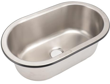 Évier de Bar à Cuve Unique, évier de Cuisine en Acier Inoxydable 304, évier de Lavabo de Forme Ovale avec Trou de Vidange de 40 Mm pour Bateau, Caravane, Camping-car, Bureau à