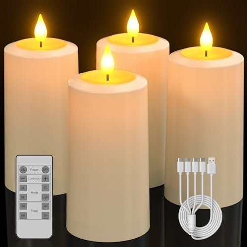 SoulBay Candele ricaricabili a pilastro elettriche LED senza fiamma, tremolanti con timer remoto, impermeabili, per esterni e lanterne, decorazione della casa