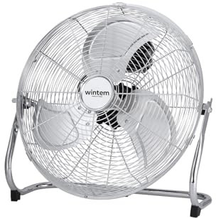 Avilia Ventilatore da Pavimento 70W Cromato con Ventole e Struttura in Metallo - 3 Velocità Regolabili per Ogni Esigenza - Ideale per RInfrescarsi in Giornate Calde - 19x18x40cm