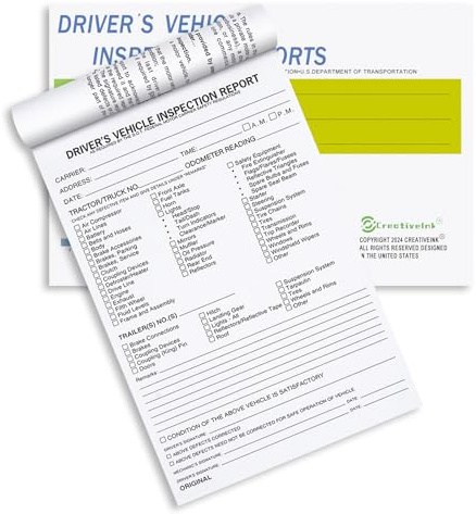 CreativeInk Detailed Driver Daily Vehicle Inspection Report Book/Forms, 35 Sets of Forms per DVIR Log Book, 2-Ply Carbonless for Driver Trucker, FMCSR Compliant, 5.5 x 8.5