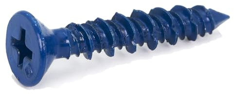 Contencinty 100PCS 3/16 X 1-1/4 In Blu Piatto Calcestruzzo Punta Diamante Vite di Ancoraggio Set Kit per l'Ancoraggio alla Muratura Set Kit