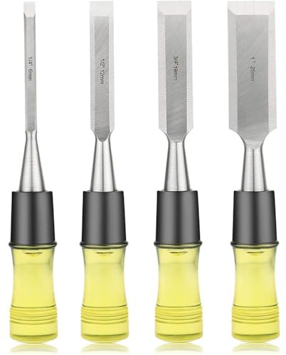LZM-DIEWLEI Wood Chisel Set 4 Pieces Woodworking Chisels 6 mm Firmer Chisel Set Woodworking Hand Tools Mortise Chisel Set