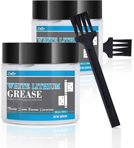 White Lithium Grease - 114g Multi-Purpose Lubricant for Metal-to-Metal Joint, High Temp Automotive Grease with Brush, Ideal for Brake Machinery, Bearing, Gears, Hinge, Sliding Track