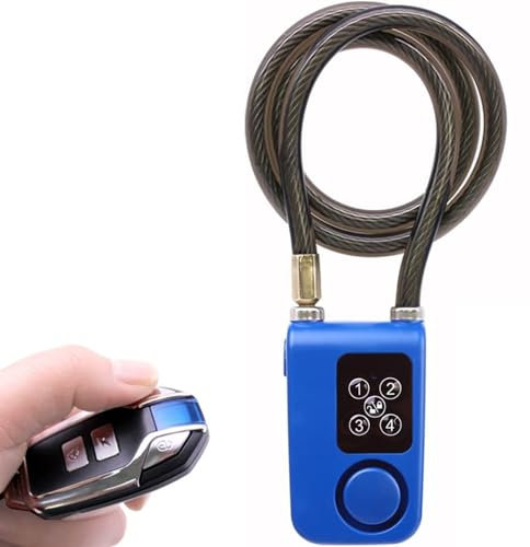 Meichoon Fahrradschloss Alarm Anti-Diebstahl Vibration Wireless Fernbedienung Smart Keyless Wasserdicht mit 31 Zoll Kabellänge Sicherheit Digitale Stahlkabelkette für Fahrrad Motorrad Roller Outdoor