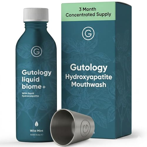 Gutology Microbiome-Friendly Mouthwash Hydroxyapatite & Prebiotics - 3 Month Supply - Liquid Biome+ Oral Rinse | Alcohol-Free & Fluoride-Free