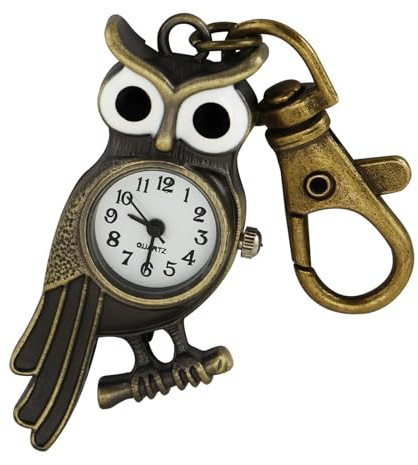 Tiong Men's Portable Quartz Pocket Watch with Key Chain,Portable Quartz Arabic Digital Dial Pocket Watches with Chain
